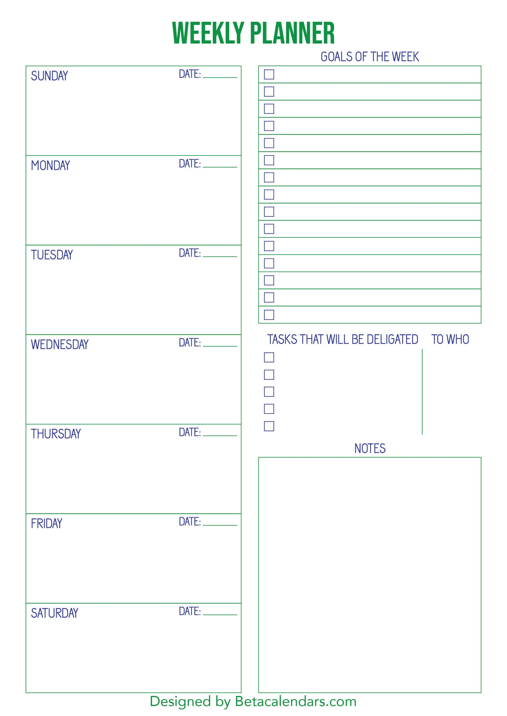 Free Printable Weekly Planner
