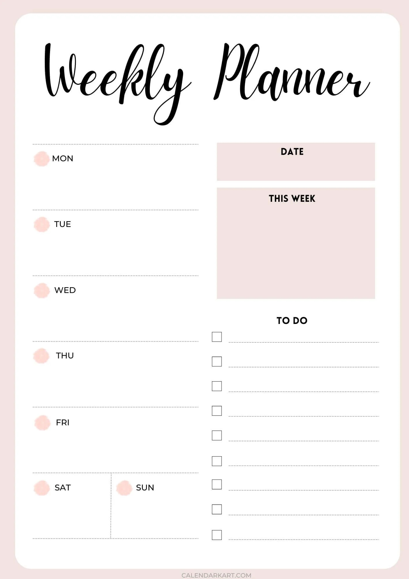 Free Printable Weekly Planner Pretty