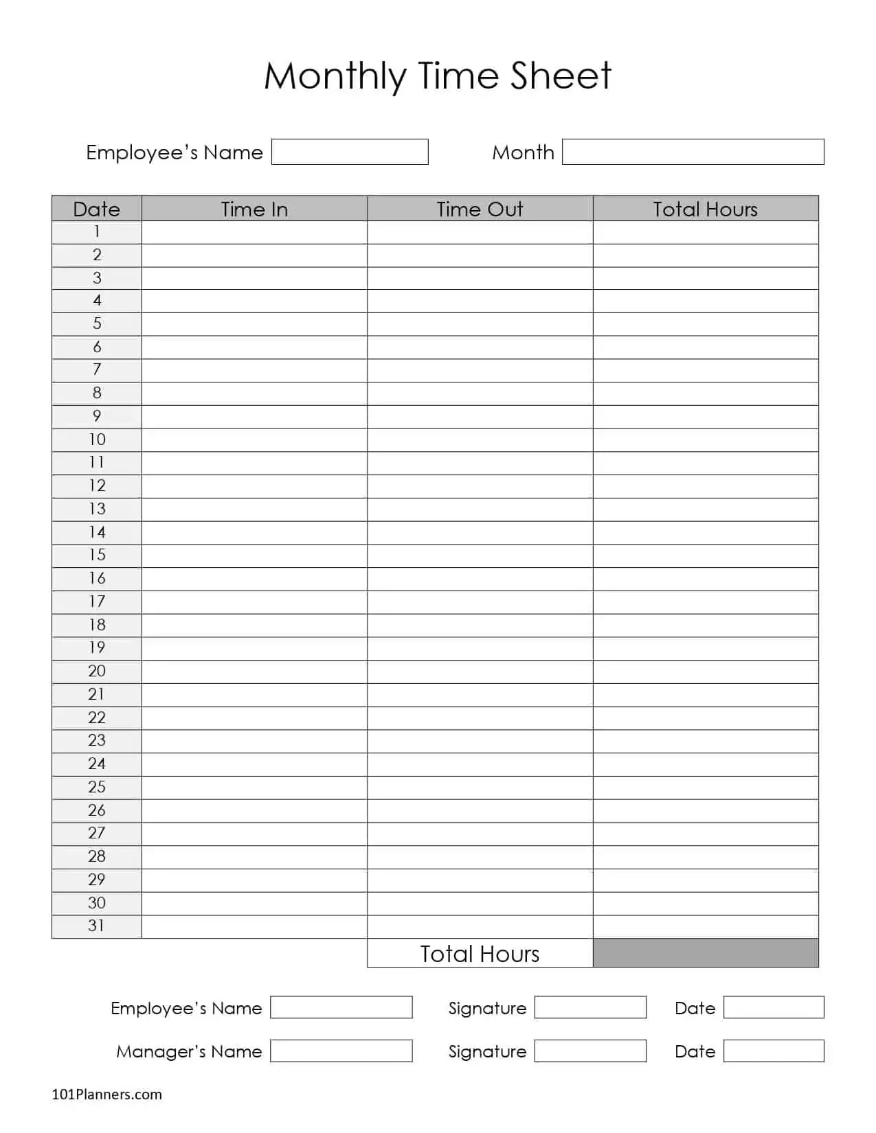 FREE Timesheet Template Printables Instant Download
