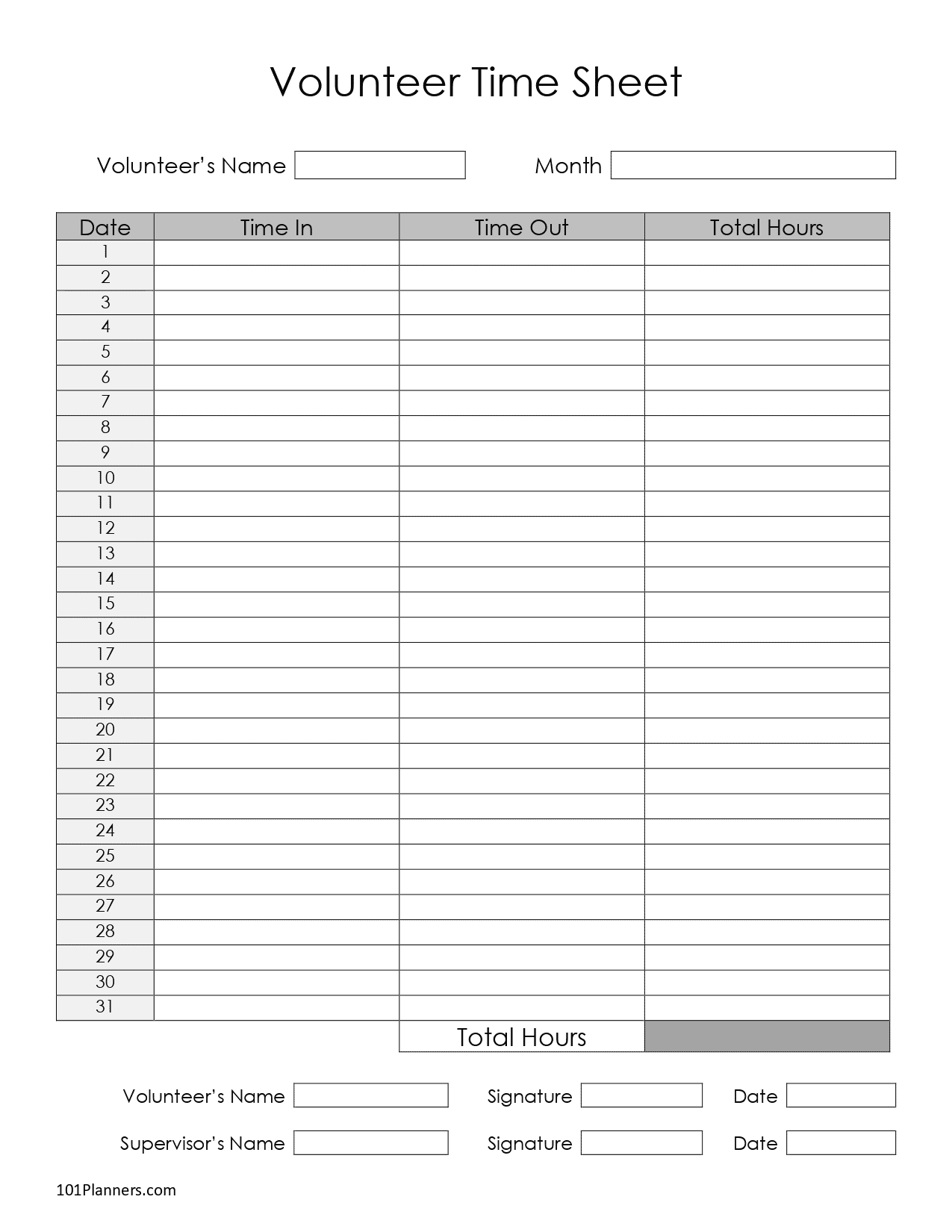FREE Timesheet Template Printables Instant Download Worksheets Library