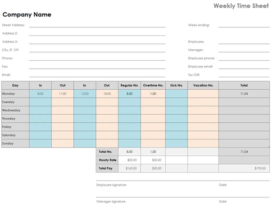 Free Printable Time Sheets