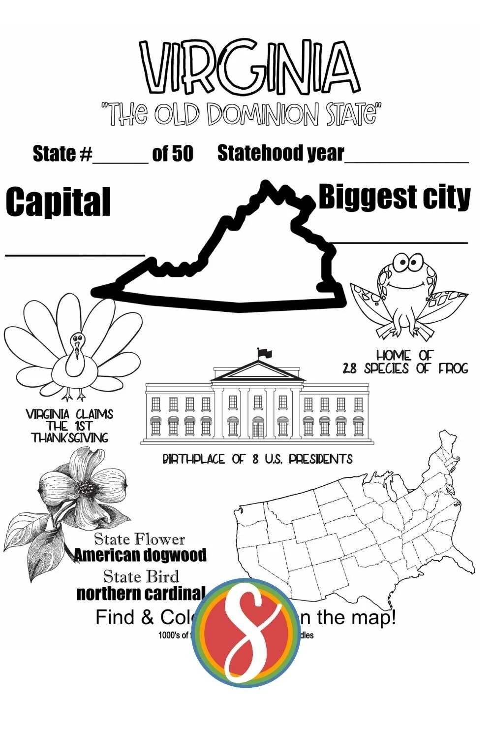 Free Virginia Coloring Pages Stevie Doodles
