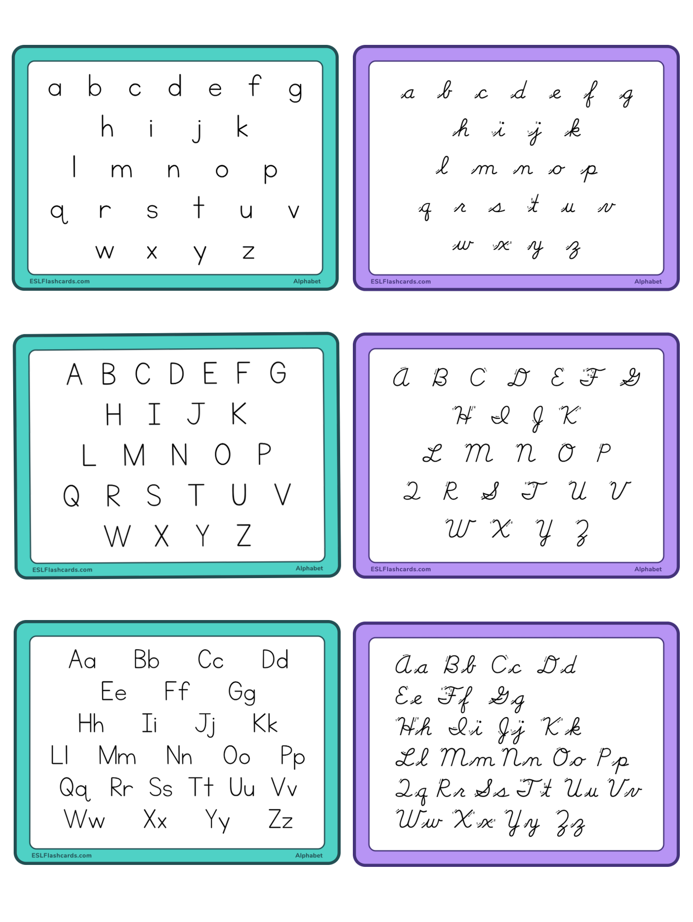 Full Page Printable Alphabet Sets ESL Flashcards
