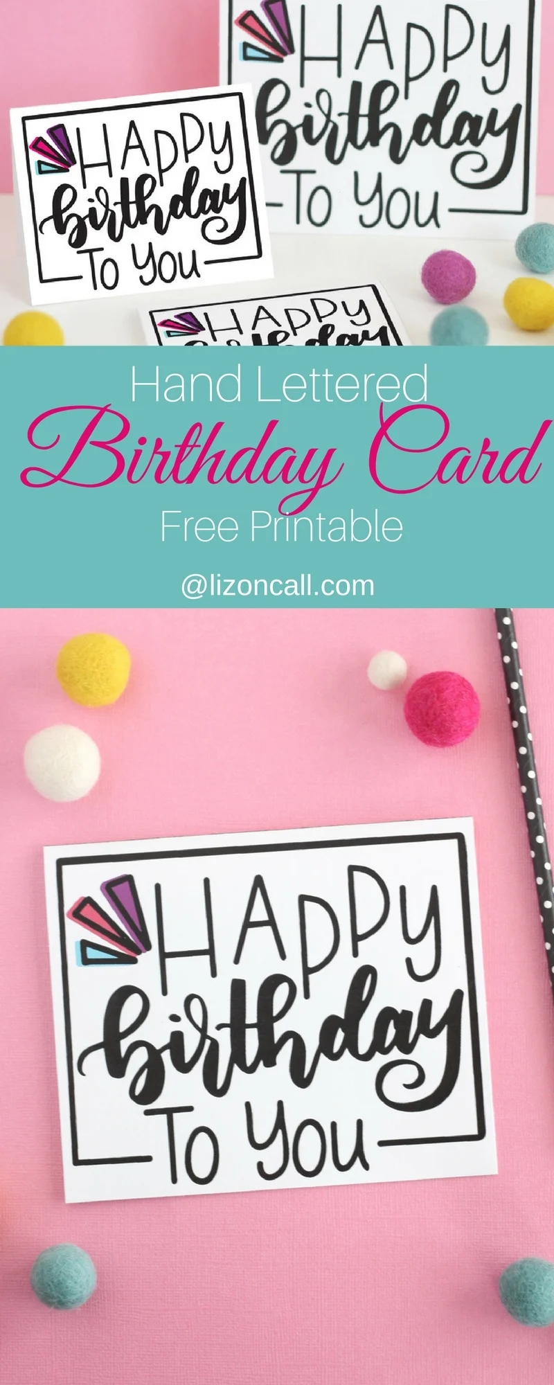 Hand Lettered Free Printable Birthday Card