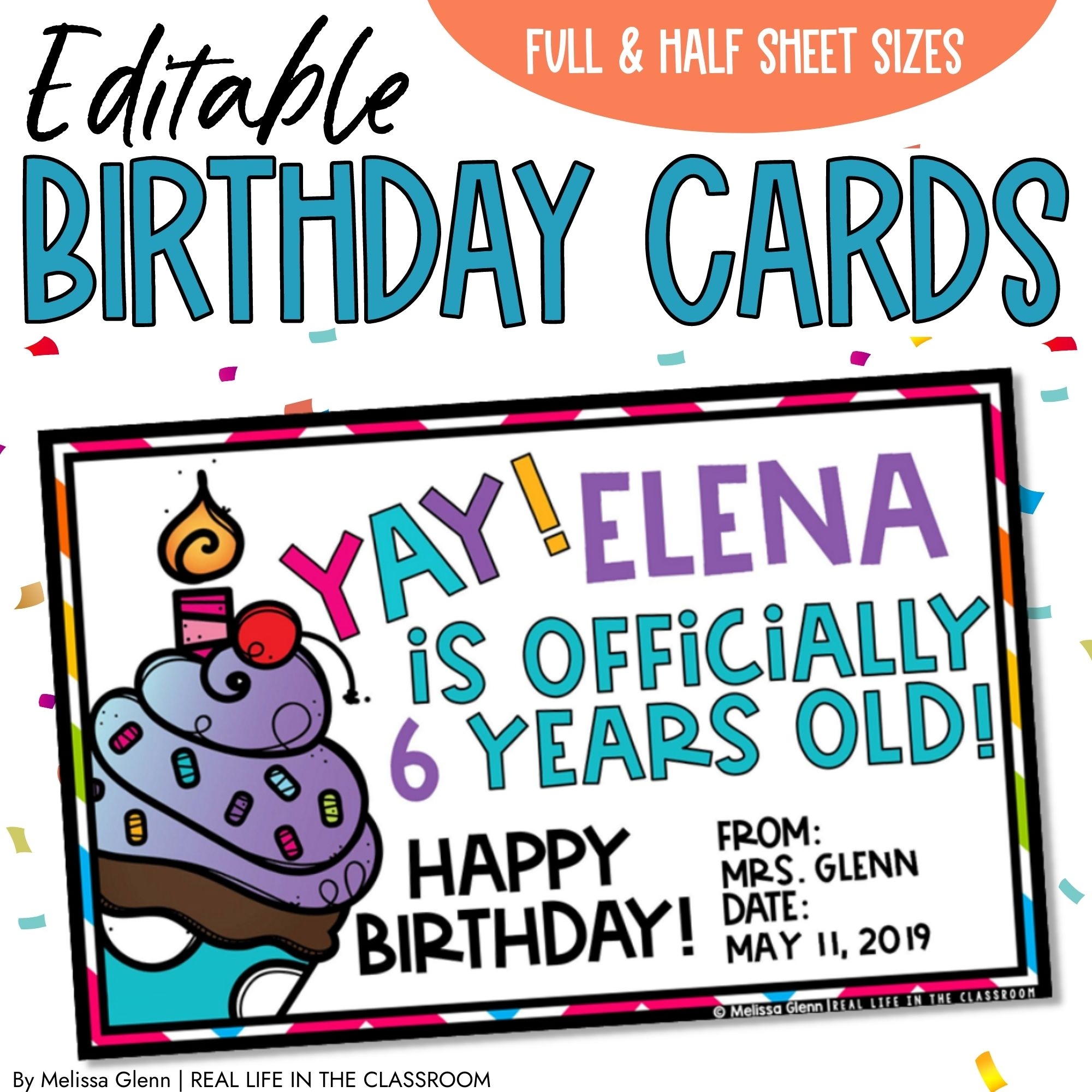 Happy Birthday Cards For Students Editable Color And Black White Made By Teachers