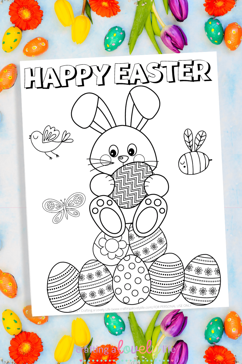 Happy Easter Coloring Page Free Printable