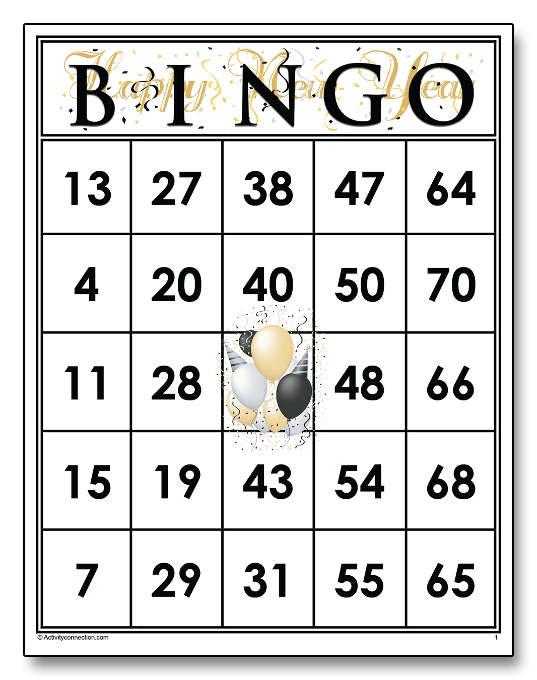 Happy New Year Bingo Cards Printable Activity Connection