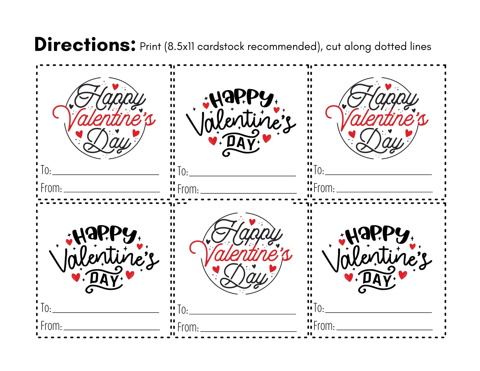 Happy Valentine s Day Printable Cards Circular Color Etsy