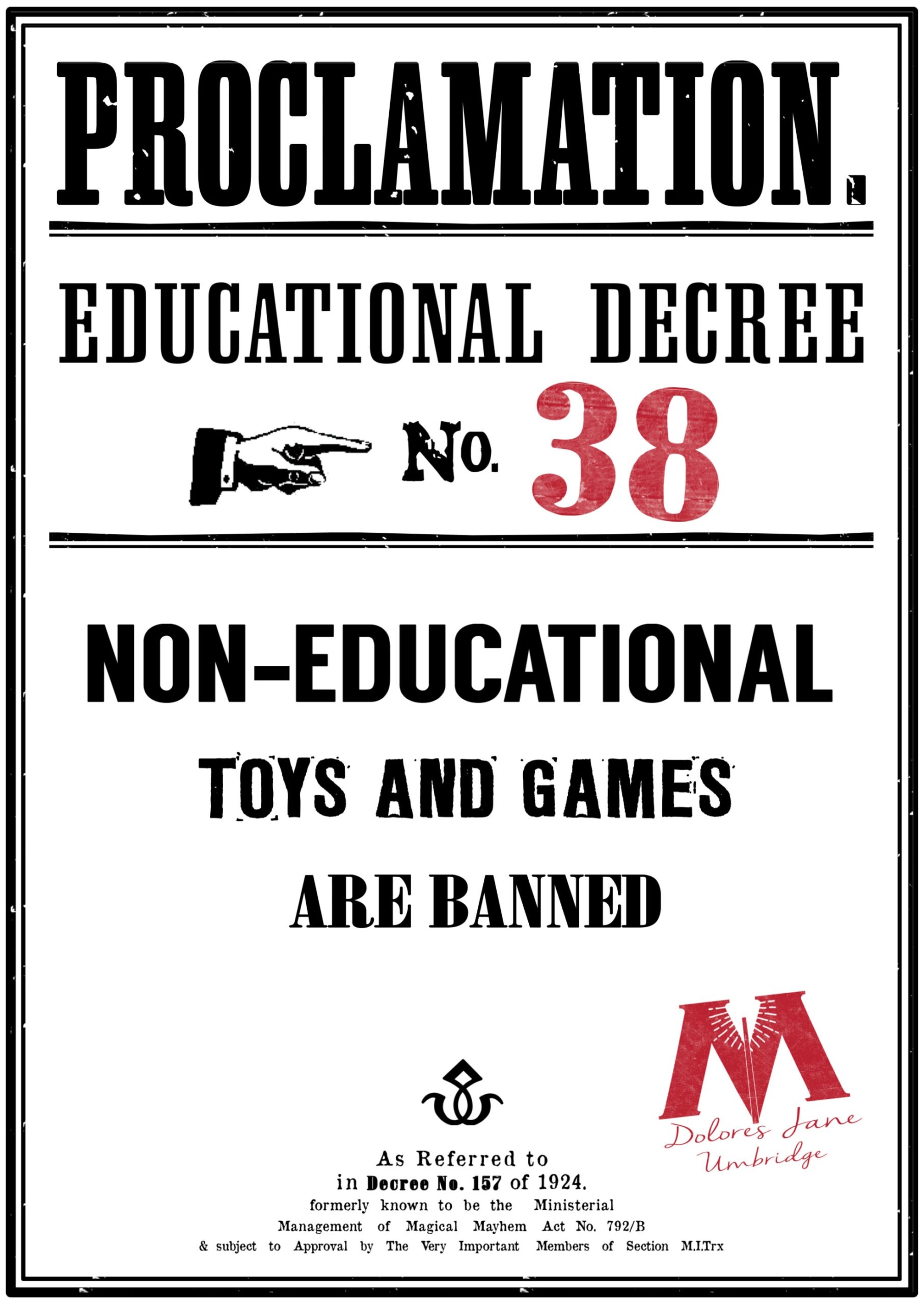 Harry Potter Educational Decrees free Printables Paper Trail Design