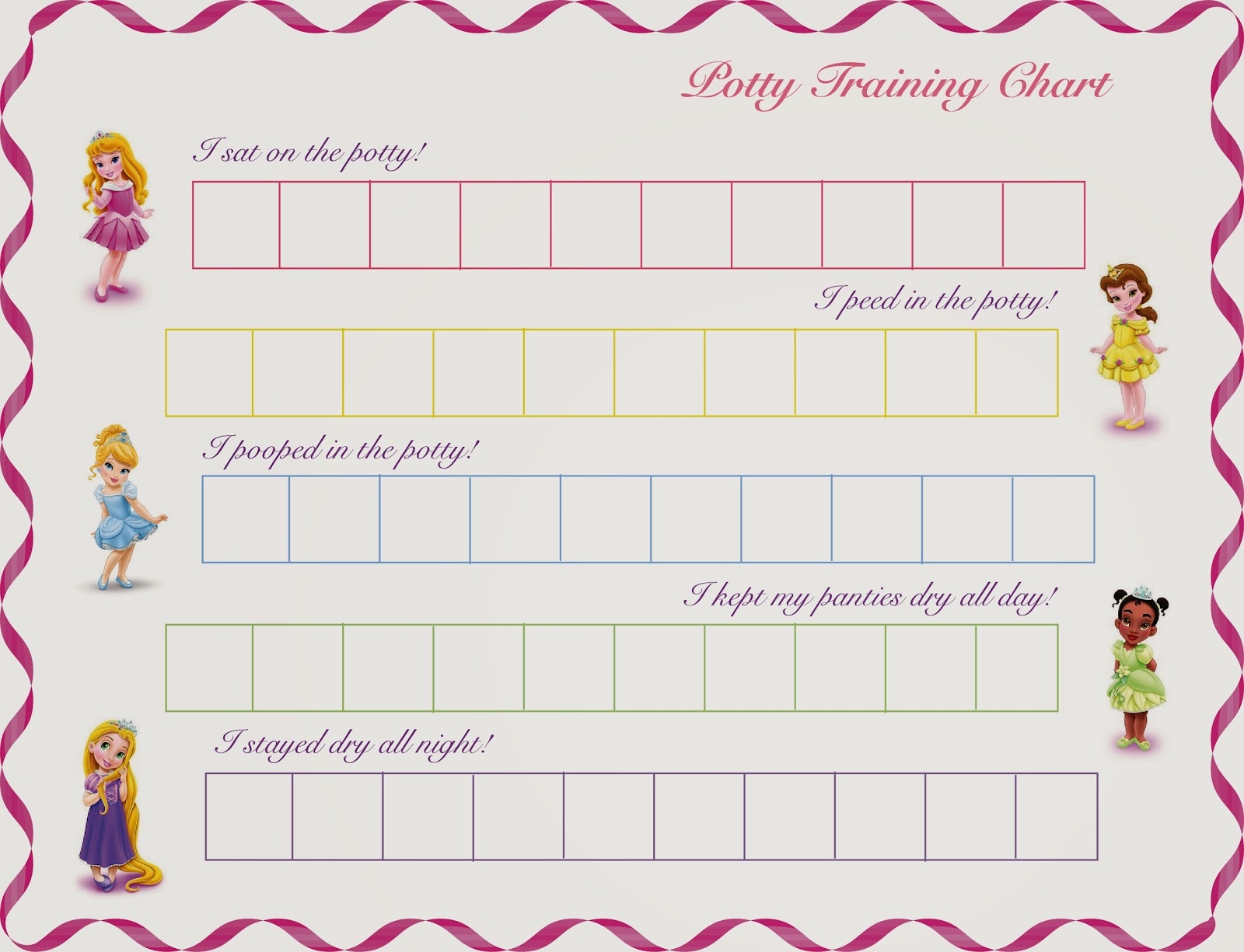Hot Commodity Home Decor Free Printable Princess Potty Training Chart