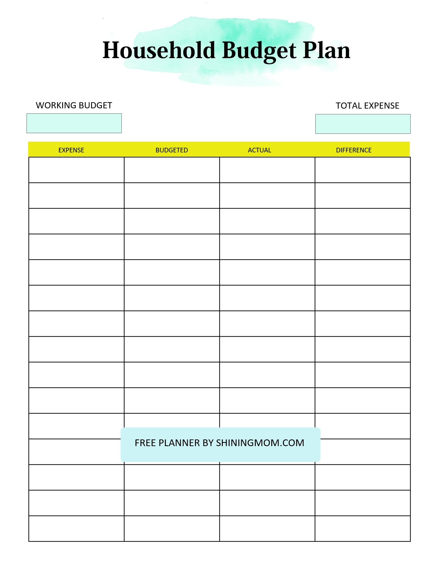 Budget Worksheet Printable Free