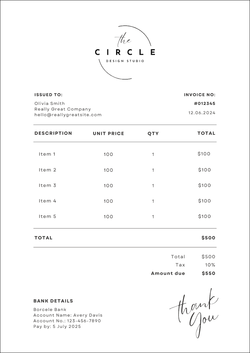 Avery Invoice Templates Printable Free