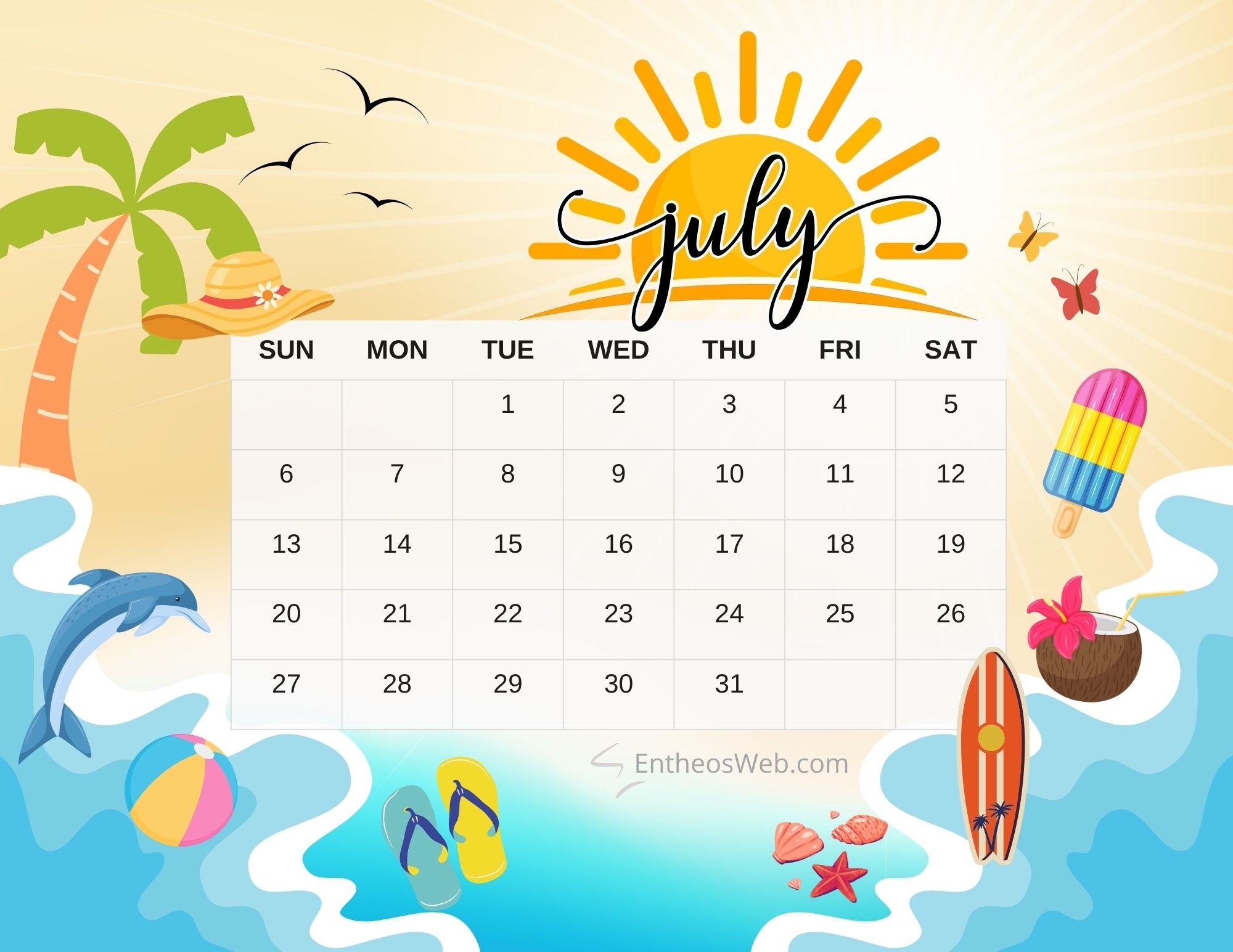 July 2025 Calendar Printable Free