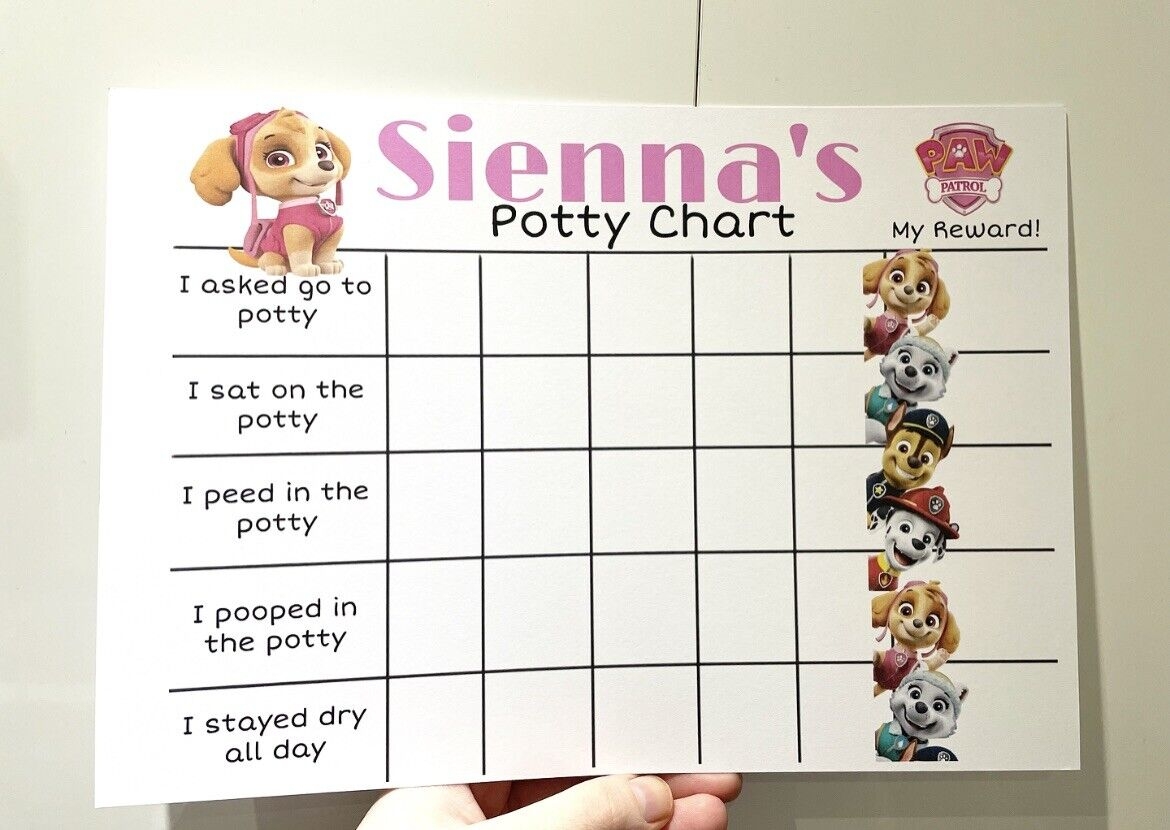 Potty Training Personalised Reward Chart Paw Patrol A4 EBay