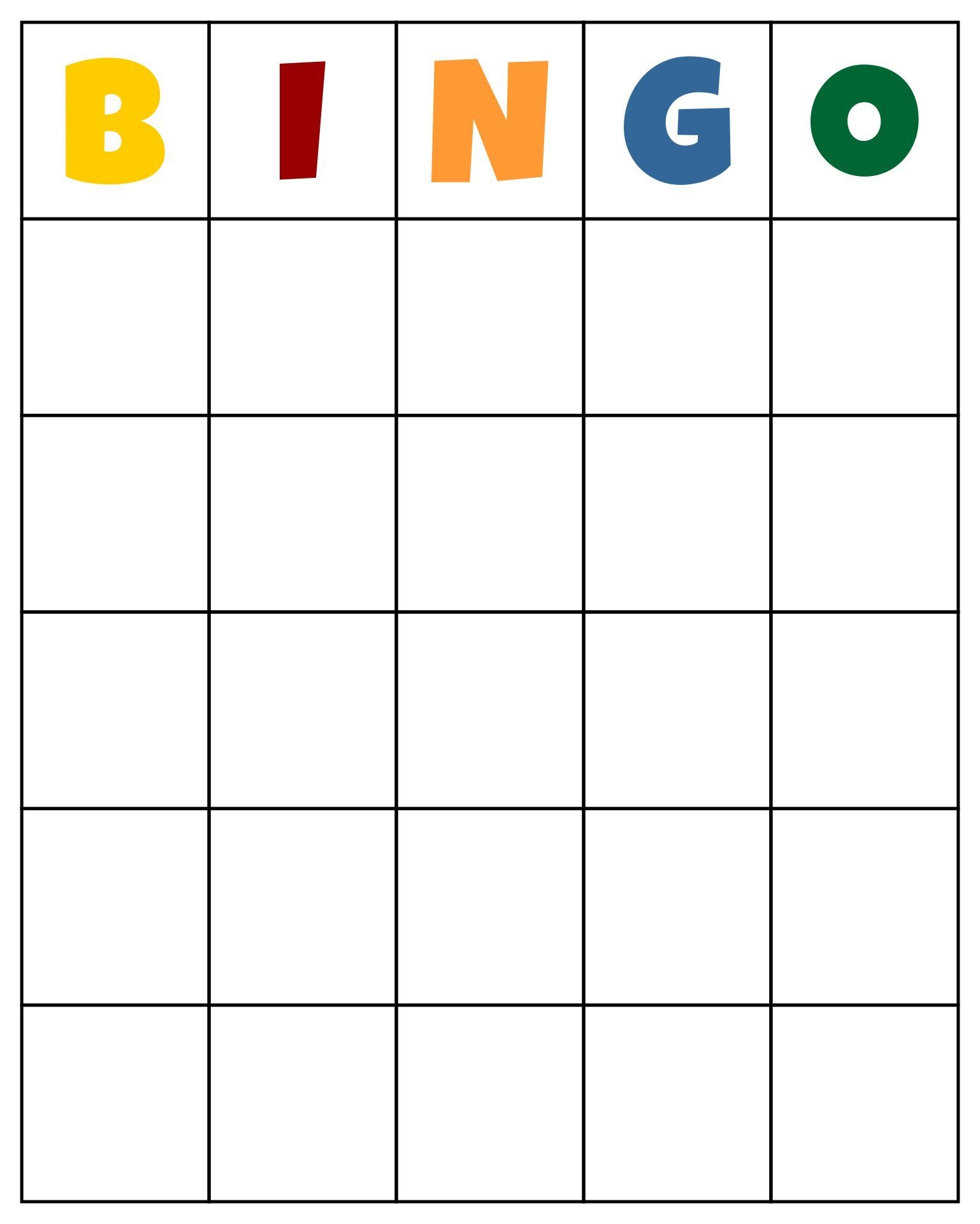 Printable Bingo Card Template Worksheets Library
