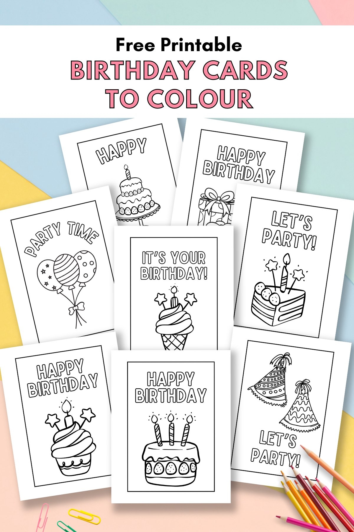 Printable Birthday Cards And Coloring Cards Woo Jr Kids Worksheets Library