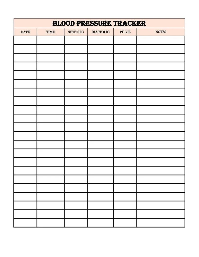 Printable Blood Pressure Tracker blood Pressure Log Etsy