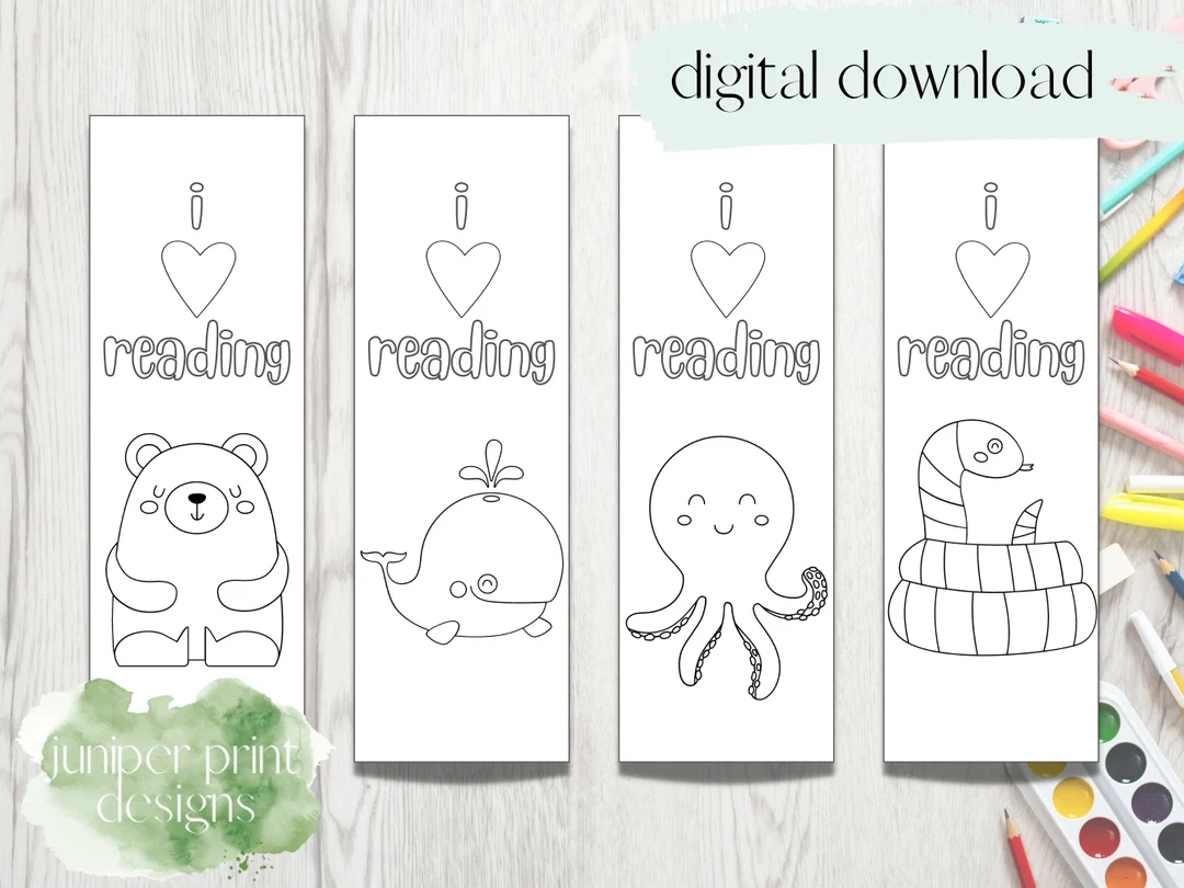 Printable Bookmarks For Kids Kids Printable Bookmark Animal Bookmarks Bookmarks For Kids Coloring Bookmarks Etsy