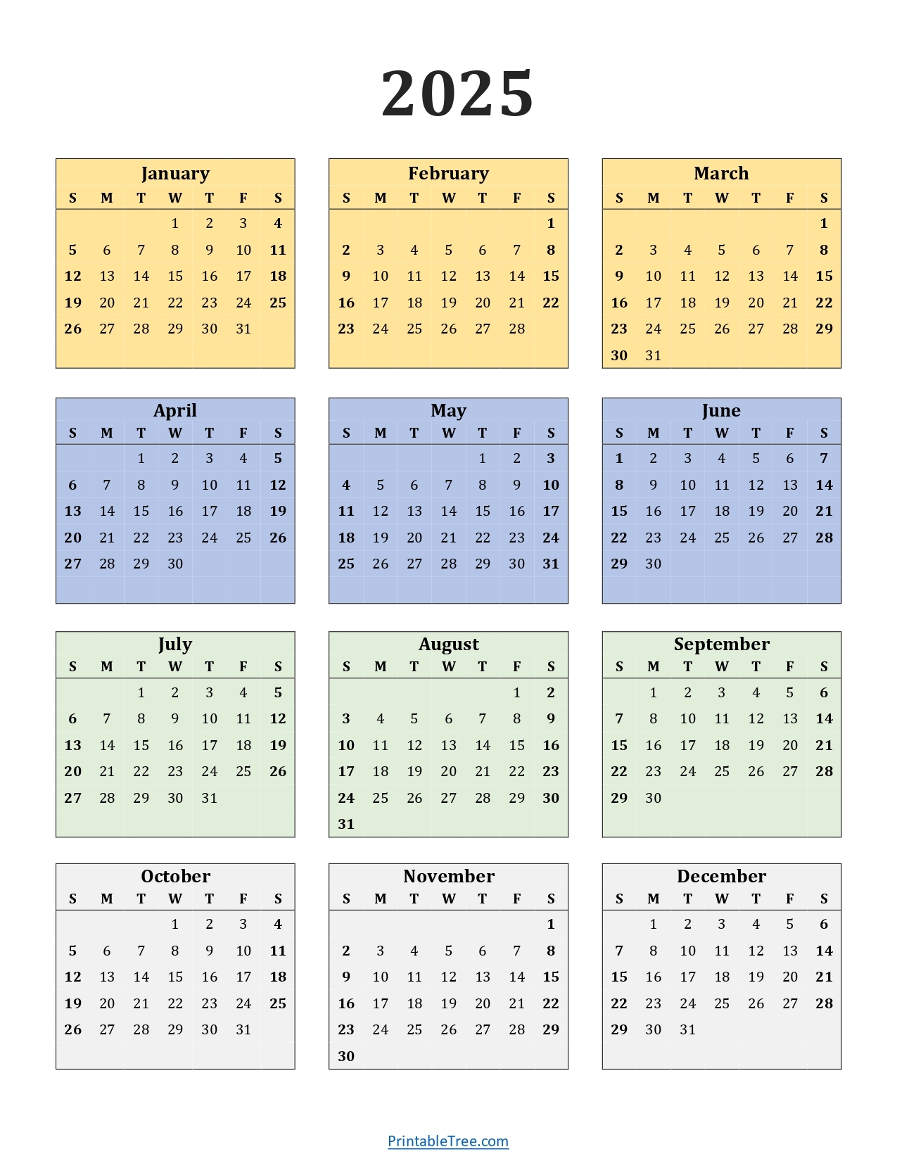 Free 2025 Printable Calendar One Page