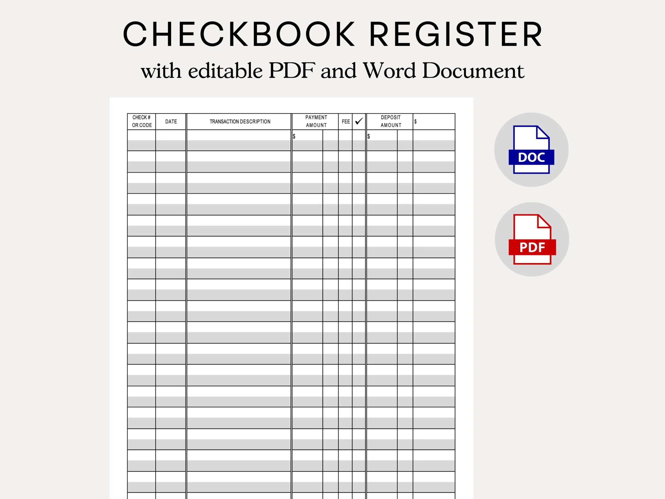 Free Check Register Printable