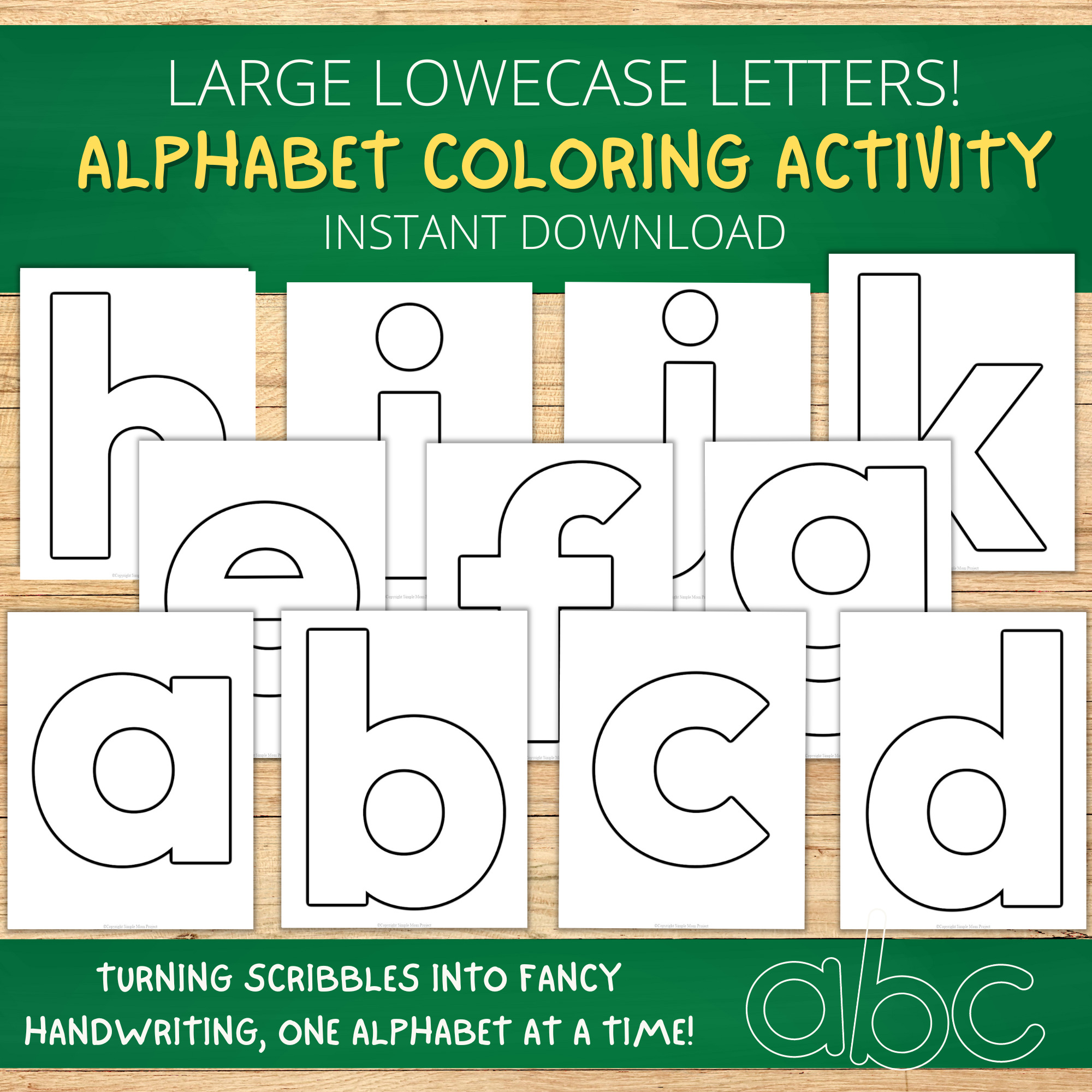 Printable Full Page Fun Lowercase Alphabet Template Bundle