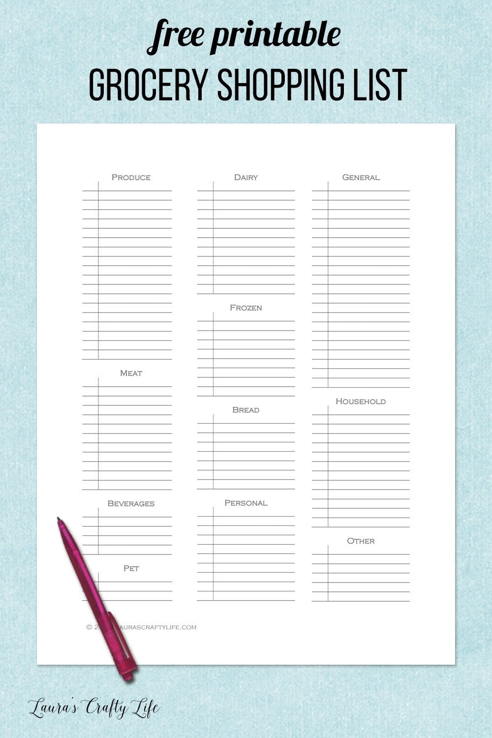 Printable Grocery Shopping List