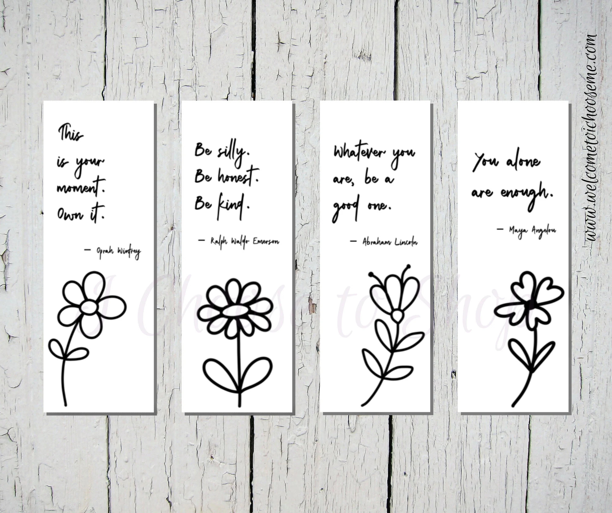 Printable Inspirational Quotes Bookmarks Set Of Four Bookmarks Etsy