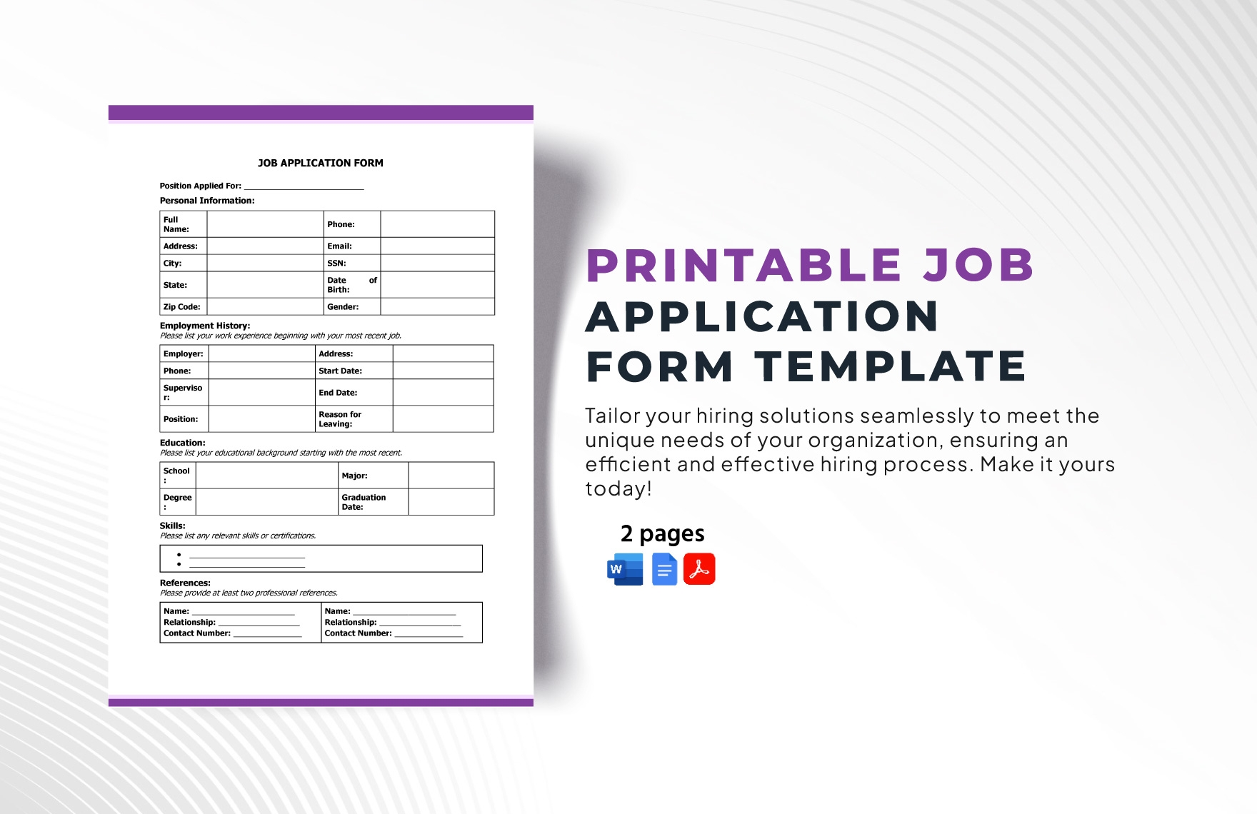 Free Printable Application