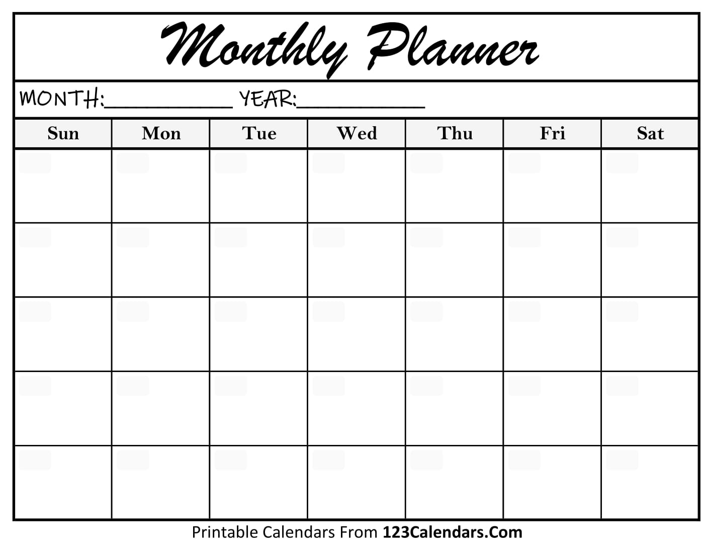 Free Printable Calendars By Month