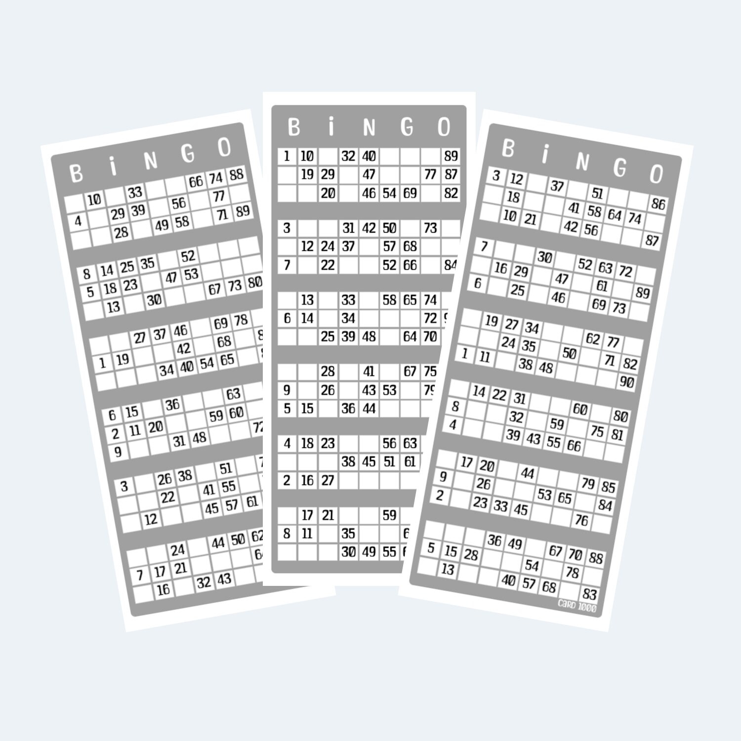 Printable UK Style 1 90 Bingo Ticket Cards 2 Per Page 500 Pages 1000 Cards Etsy
