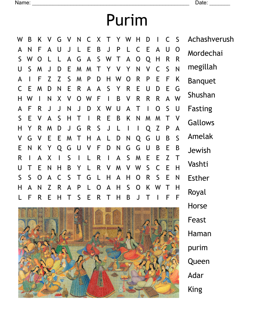 Purim Word Search WordMint