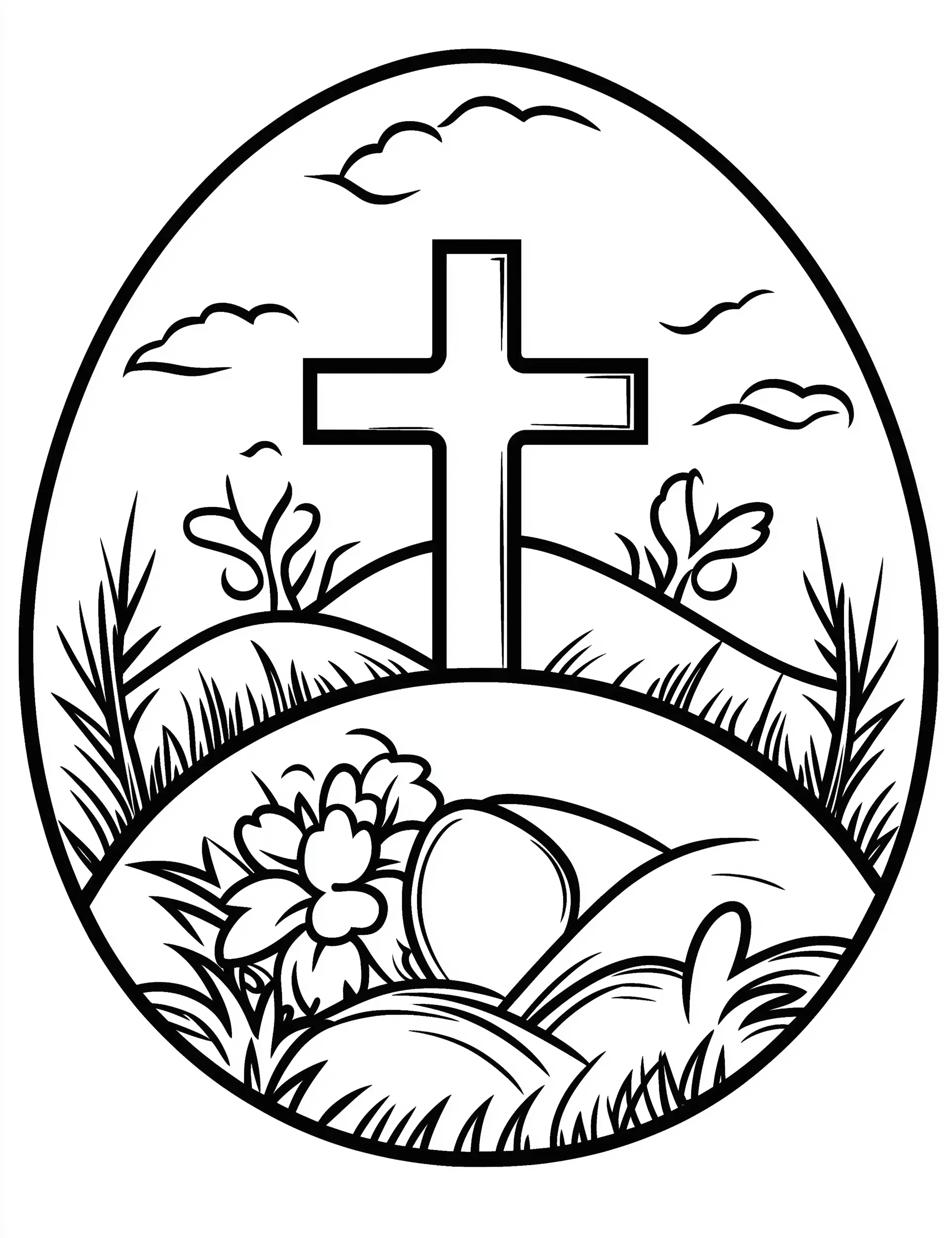 Religious Cross Easter Coloring Page Mindset Flow