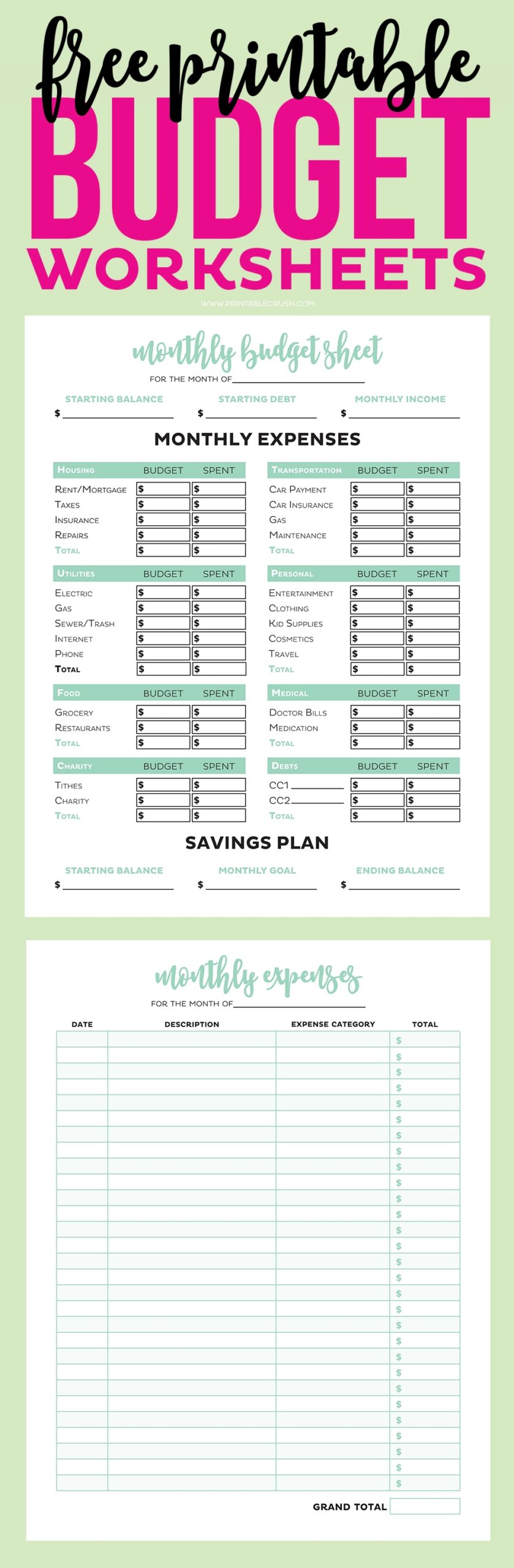 Senior Budget Planner Worksheet Large Print Moms Budget Worksheets Library