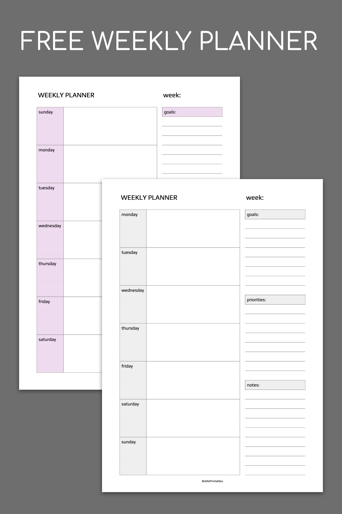 Simple Weekly Planner Printable