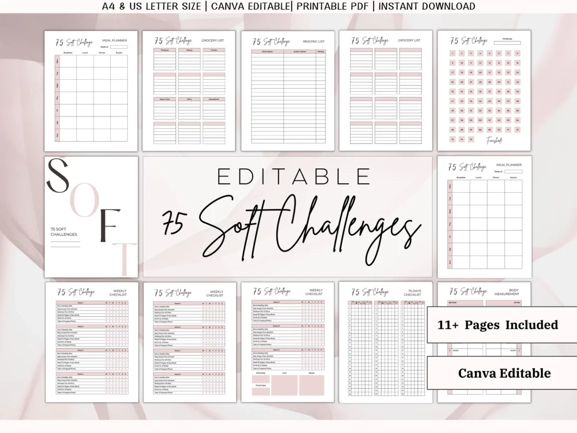 Spiral Bible 75 Soft Challenge 75 Soft Challenge Printable 75 Easy Challenge Tracker Planner Template 75 Soft Challenge Book