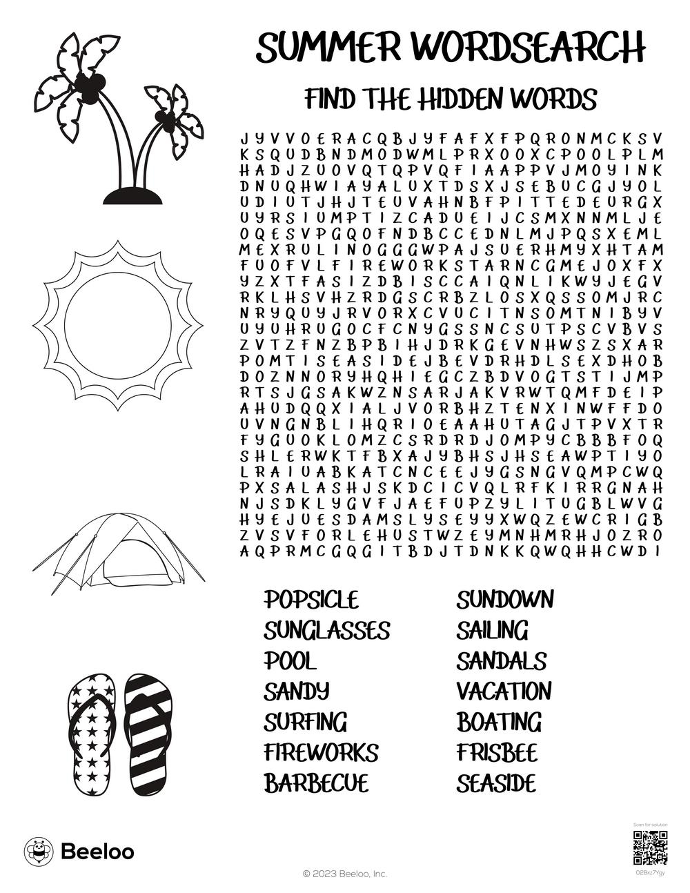Free Printable Word Puzzles Summer