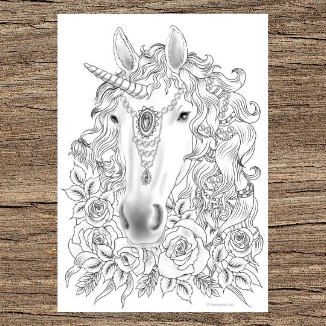 Unicorn Printable Adult Coloring Page From Favoreads coloring Book Pages For Adults And Kids Coloring Sheets Coloring Designs Etsy