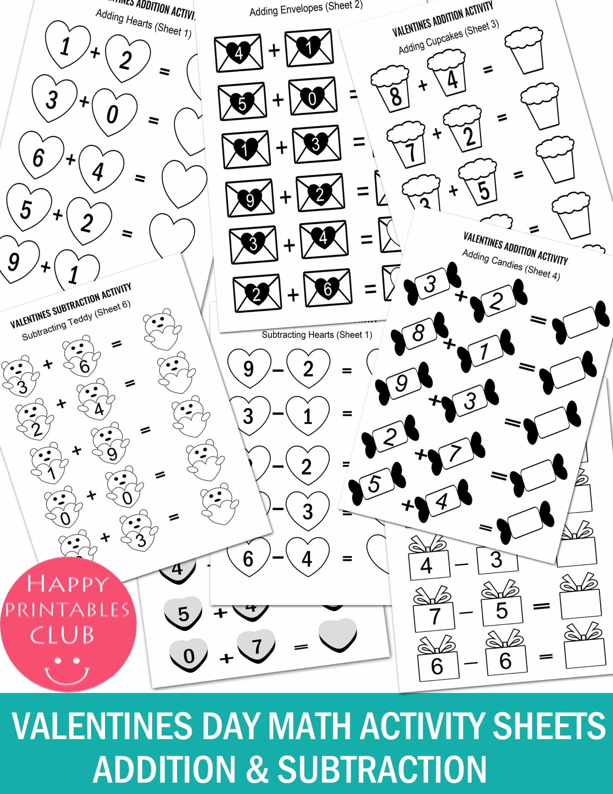 Valentines Day Math Activity Sheets Addition And Subtraction For Kindergarten Made By Teachers