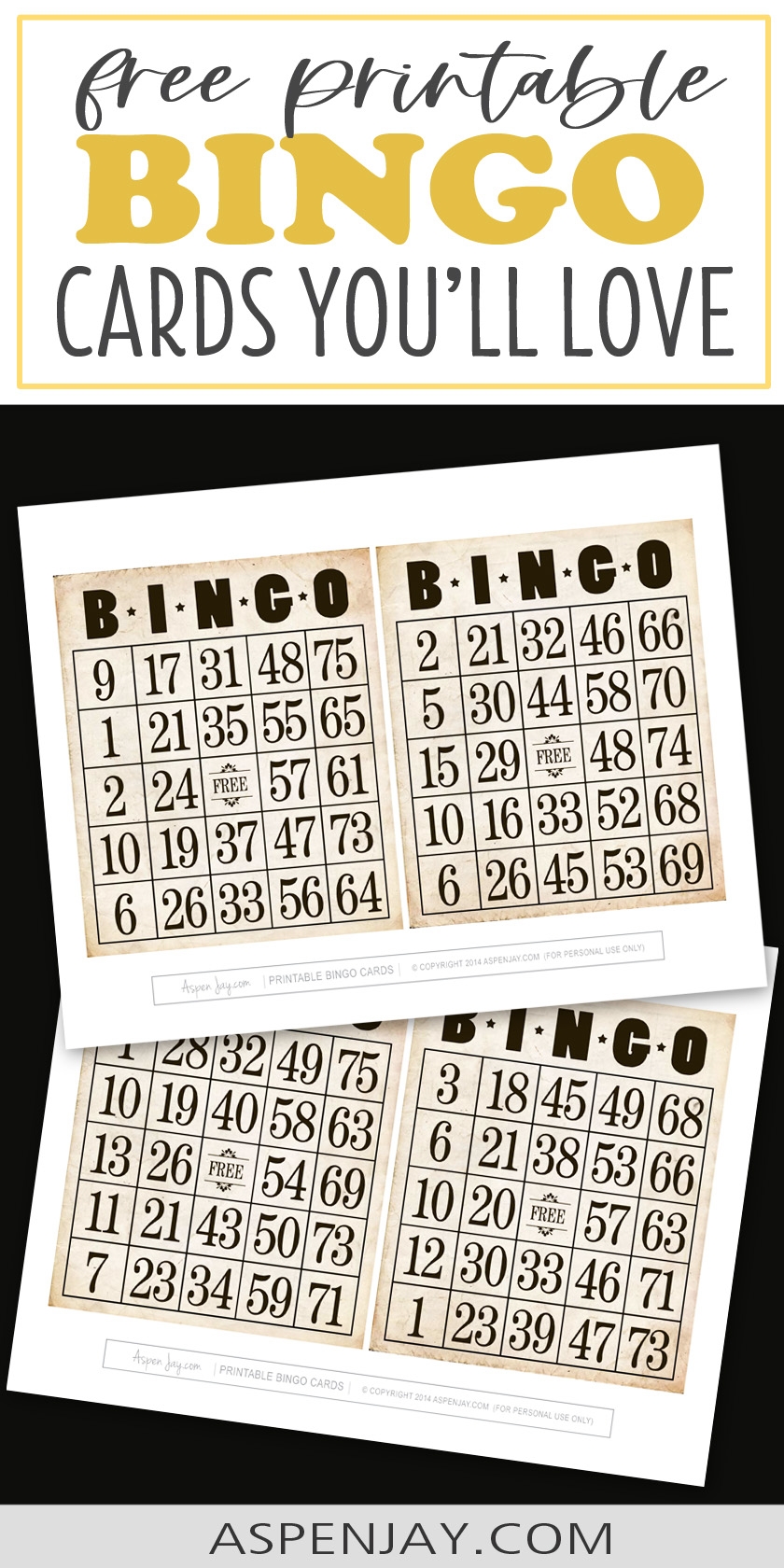 Vintage Inspired Free Printable Bingo Cards Aspen Jay