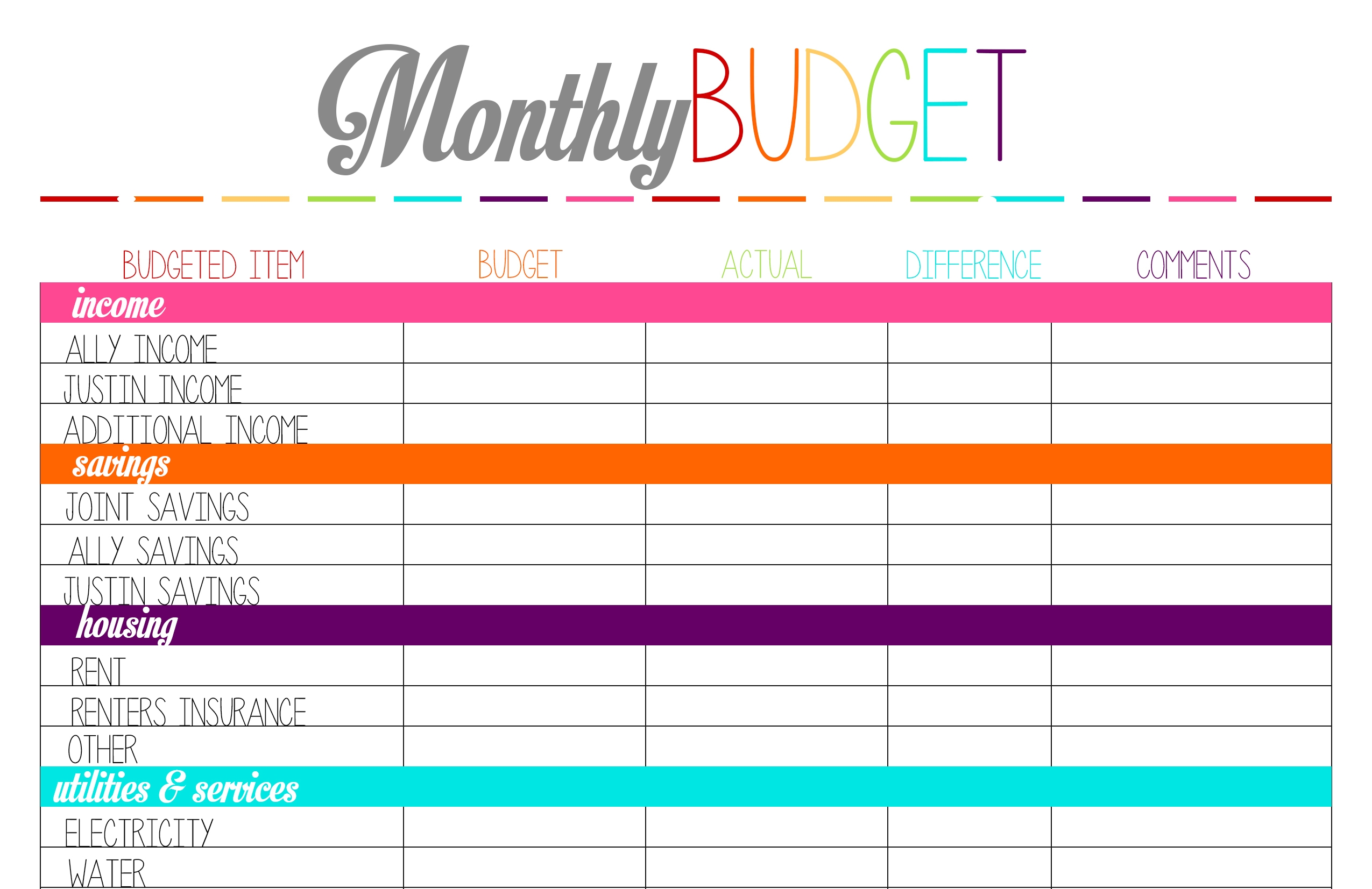 10 Free Printable Budget Worksheets Worksheets Library