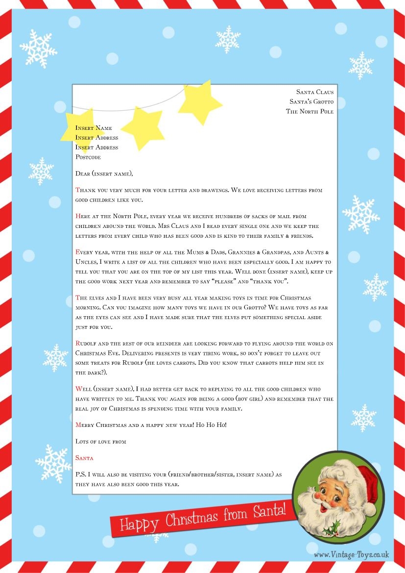 Free Printable Letters From Santa Word