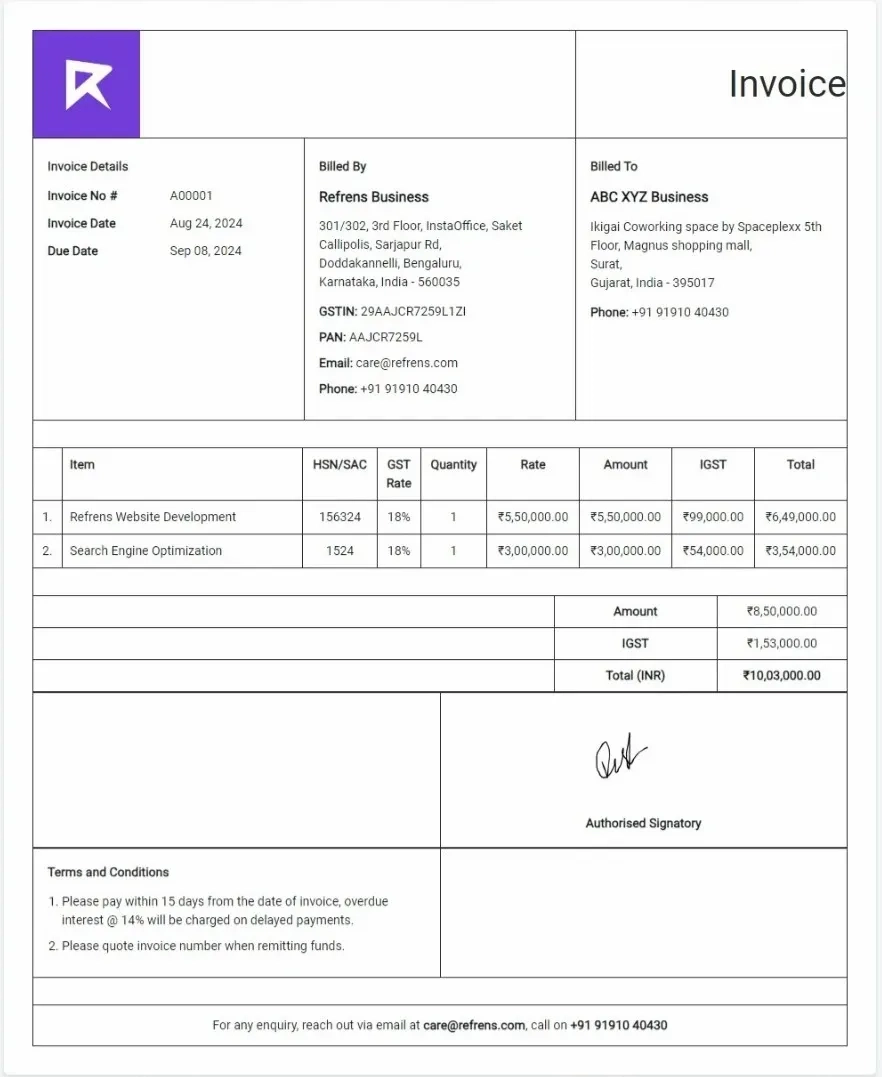 100 Free Invoice Generator Refrens Online Invoice Bill Maker