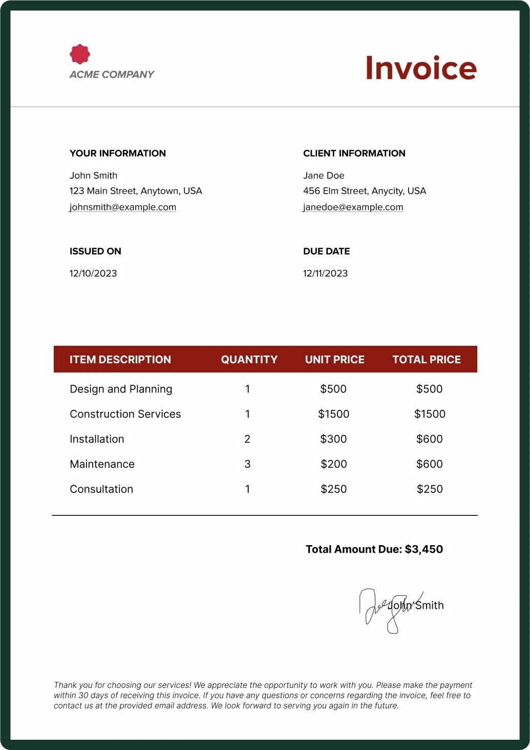 Free Printable Invoice Templates Download