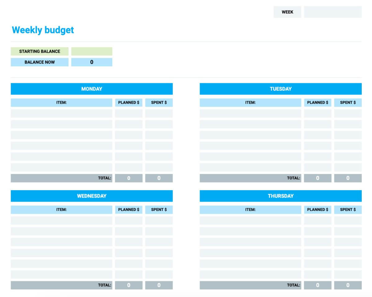 Free Printable Budget Spreadsheet Downloads
