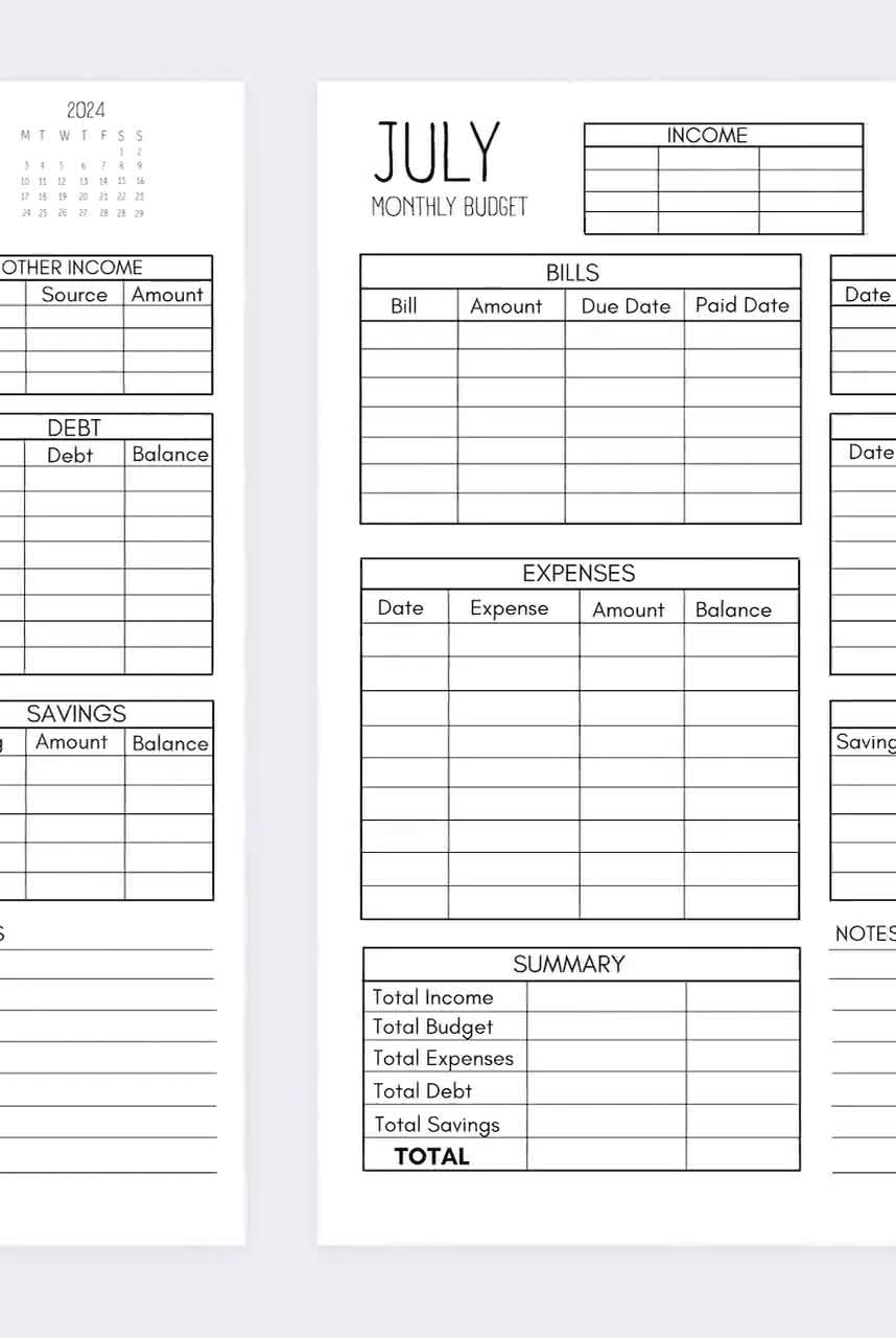12 Month Minimalistic 2024 personal Budget budget Binder biweekly Budget Planner budget Printable budget By Paycheck financial Planning Etsy