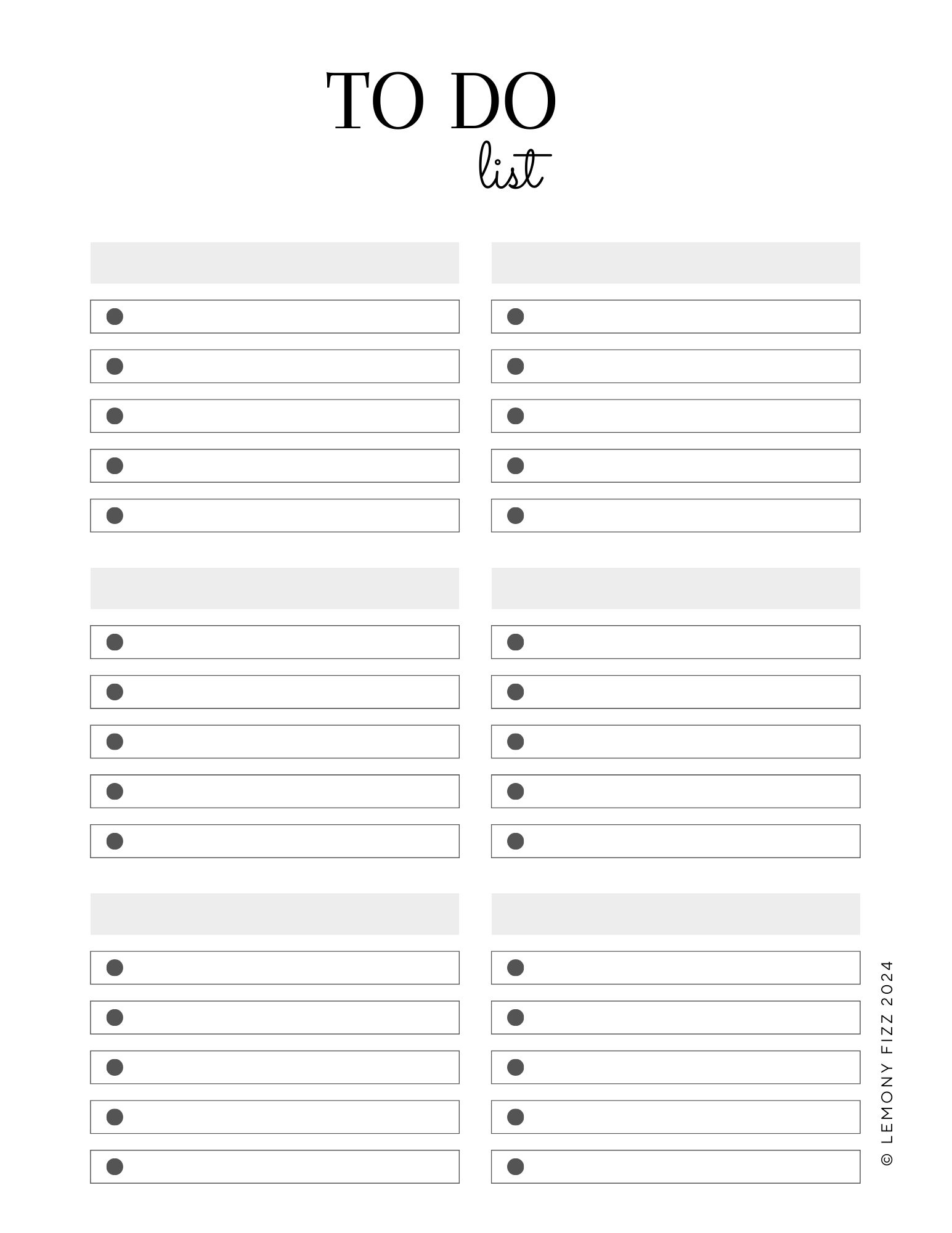 Free Printable To Do List For Work