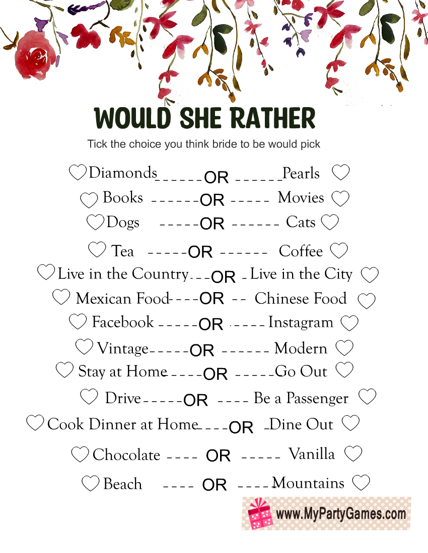 15 Free Printable WildFlower Bridal Shower Games Bundle