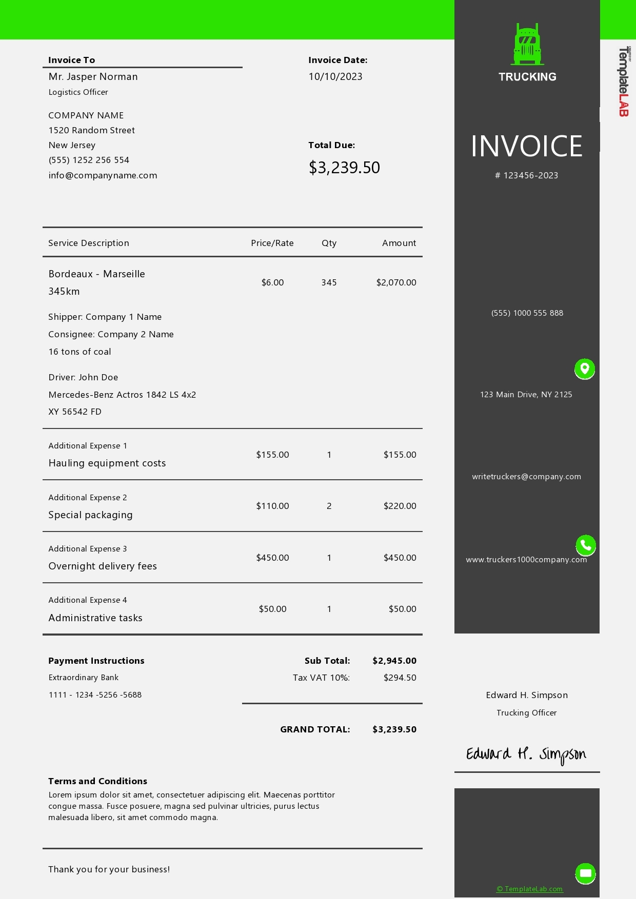 Invoice Templates Printable Free Download