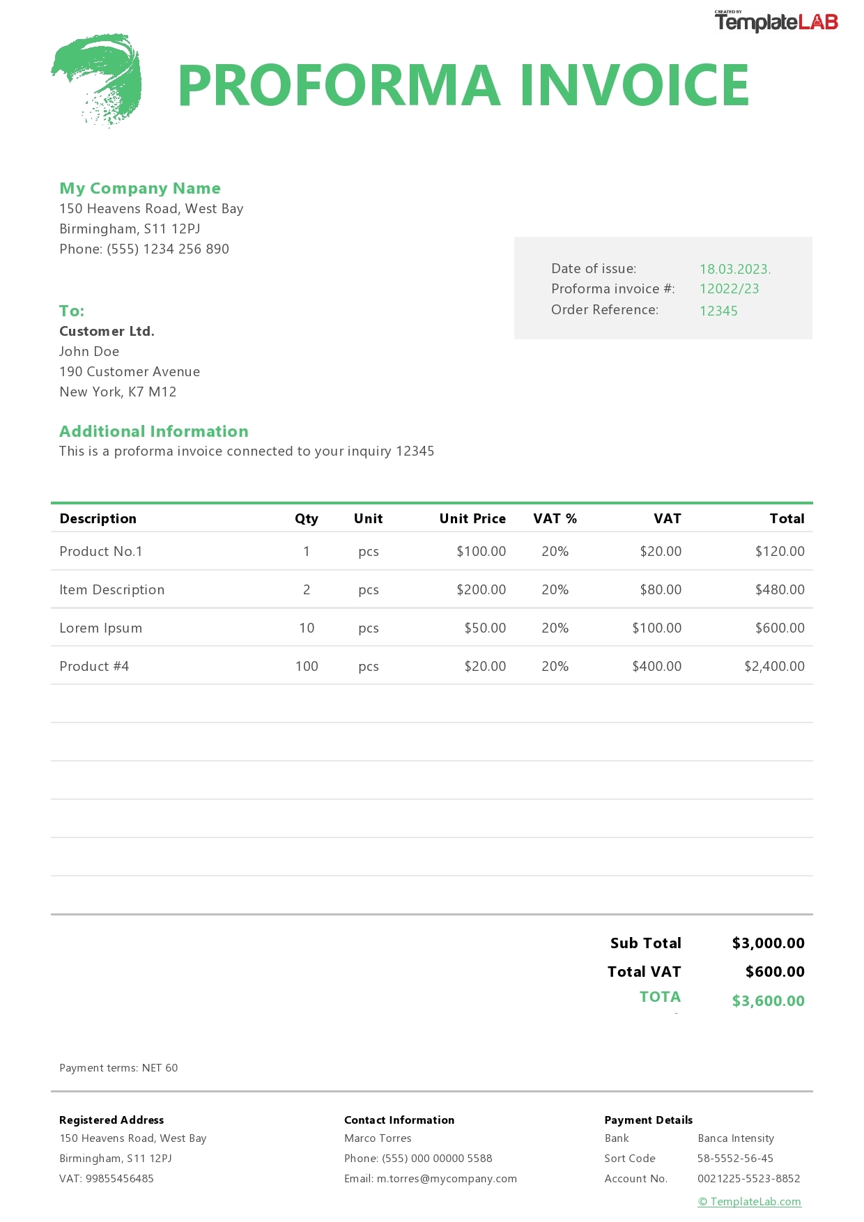 15 Printable Free Invoice Templates Excel Doc PDF 