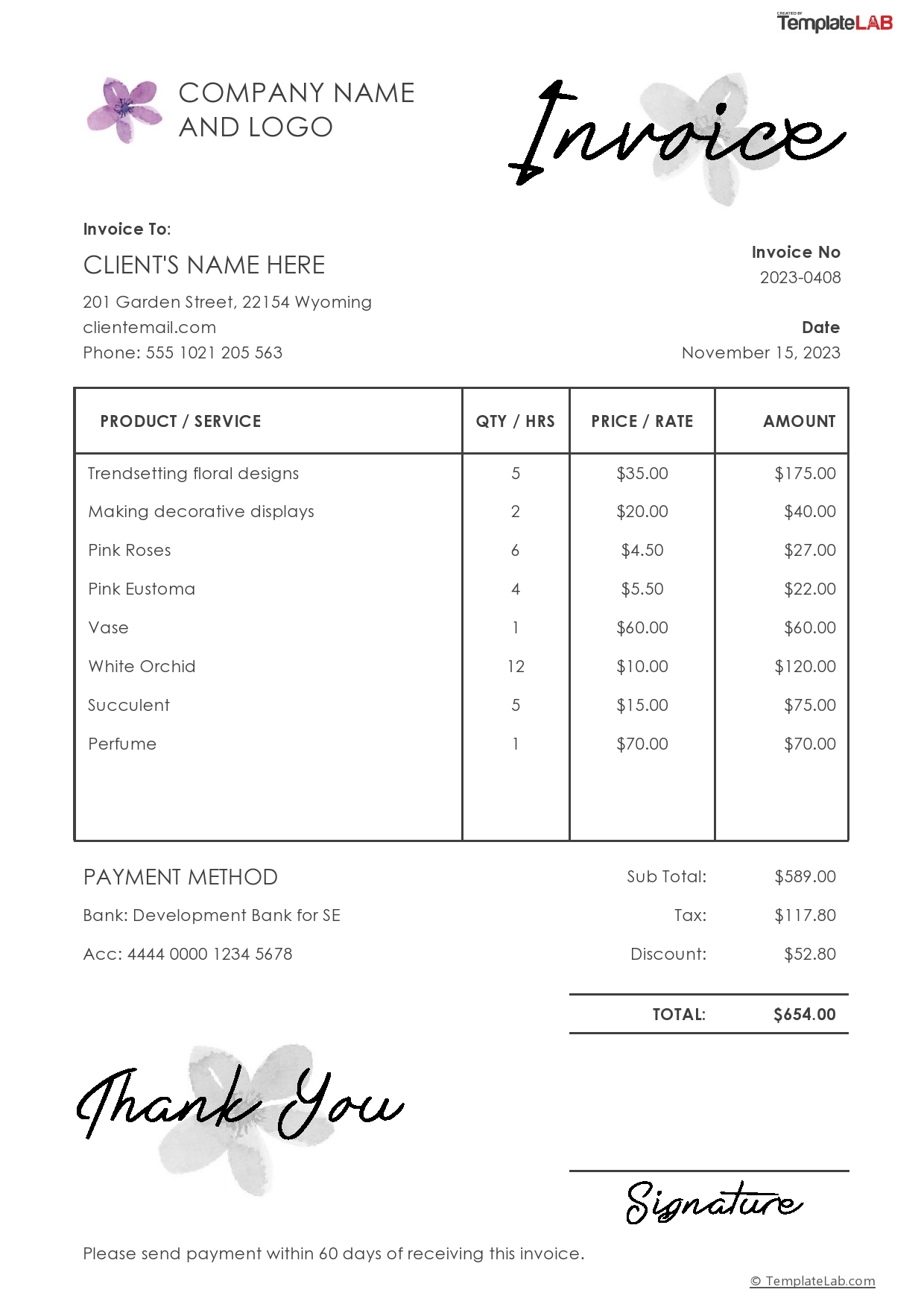 15 Printable Free Invoice Templates Excel Doc PDF Worksheets Library